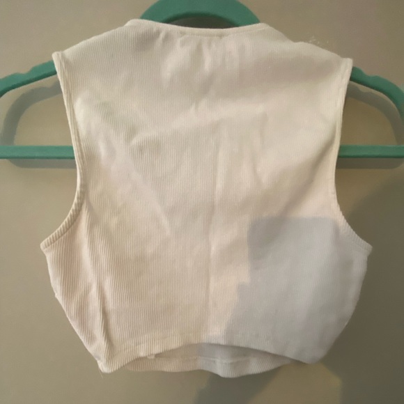 ZARA FLORAL APPLIQUÉ RIBBED CROP TOP - Picture 4 of 4